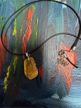 Amber Yellow Natural Stone handcrafted Pendant Necklace